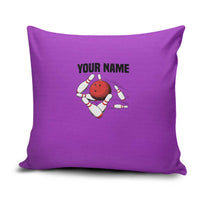 Personalized Purple Black Retro Bowling Pillow Cover with Cartoon Strike - Wonder Print Shop