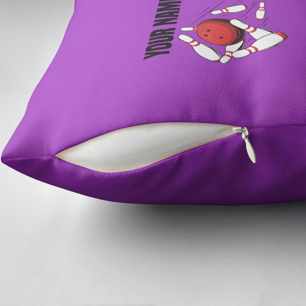 Personalized Purple Black Retro Bowling Pillow Cover with Cartoon Strike - Wonder Print Shop