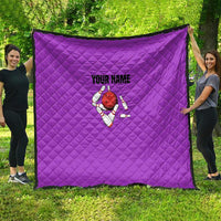 Personalized Purple Black Retro Bowling Quilt with Cartoon Strike - Wonder Print Shop
