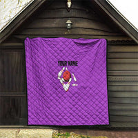 Personalized Purple Black Retro Bowling Quilt with Cartoon Strike - Wonder Print Shop