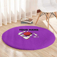 Personalized Purple Black Retro Bowling Round Carpet with Cartoon Strike - Wonder Print Shop