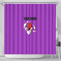 Personalized Purple Black Retro Bowling Shower Curtain with Cartoon Strike - Wonder Print Shop