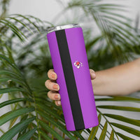 Personalized Purple Black Retro Bowling Skinny Tumbler with Cartoon Strike - Wonder Print Shop