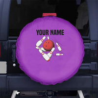 Personalized Purple Black Retro Bowling Spare Tire Cover with Cartoon Strike - Wonder Print Shop