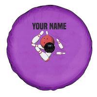 Personalized Purple Black Retro Bowling Spare Tire Cover with Cartoon Strike - Wonder Print Shop