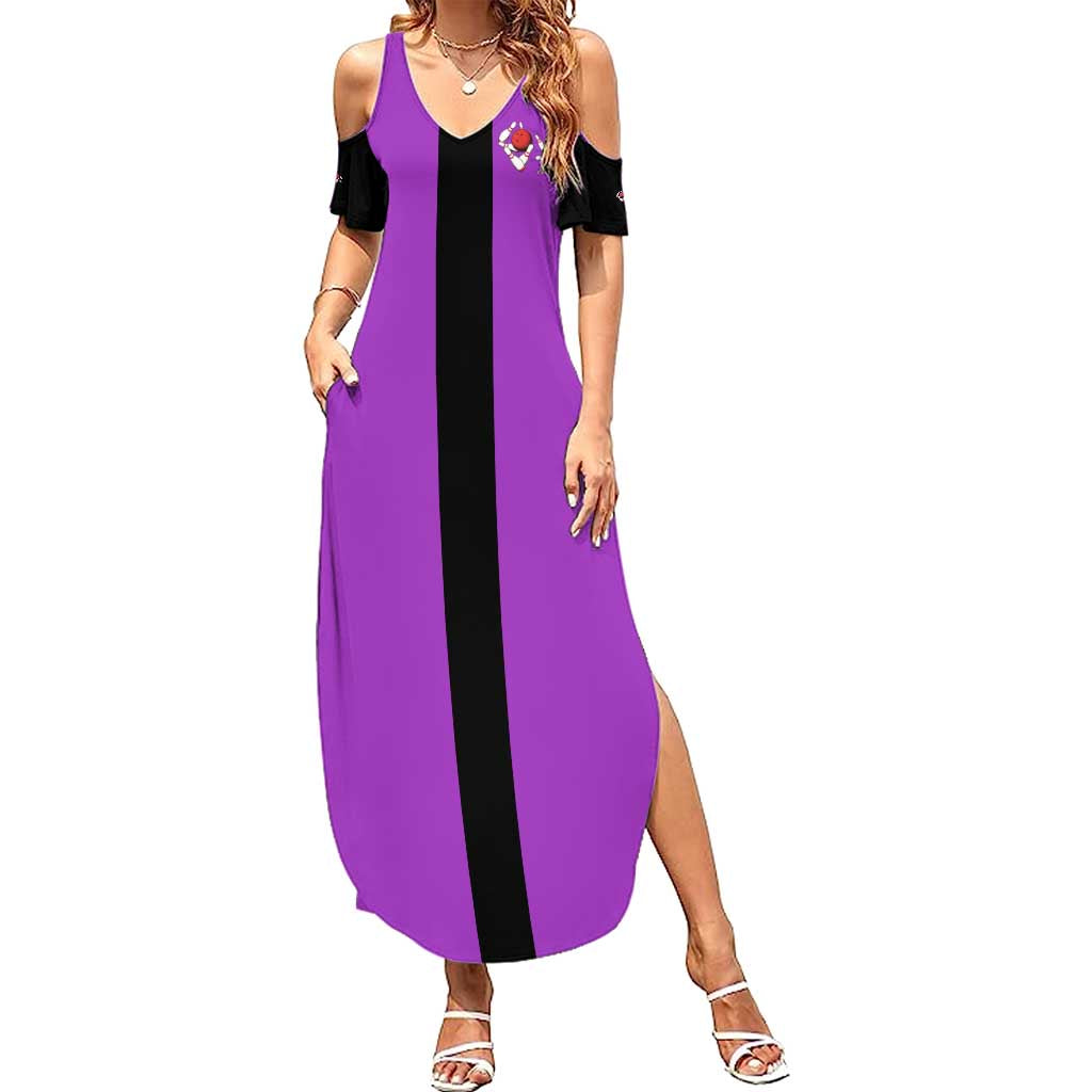Personalized Purple Black Retro Bowling Summer Maxi Dress with Cartoon Strike - Wonder Print Shop