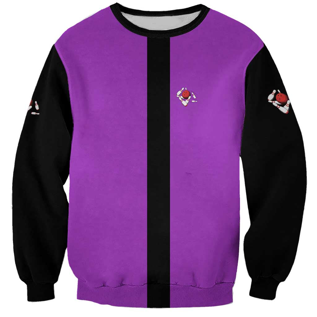 Personalized Purple Black Retro Bowling Sweatshirt with Cartoon Strike - Wonder Print Shop