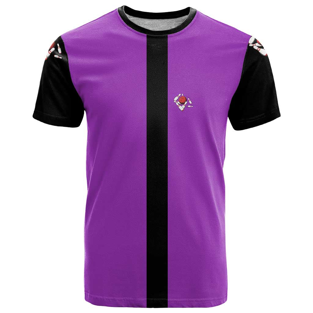 Personalized Purple Black Retro Bowling T Shirt with Cartoon Strike - Wonder Print Shop