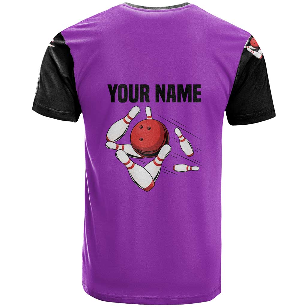 Personalized Purple Black Retro Bowling T Shirt with Cartoon Strike - Wonder Print Shop