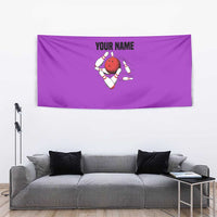 Personalized Purple Black Retro Bowling Tapestry with Cartoon Strike - Wonder Print Shop