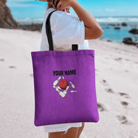 Personalized Purple Black Retro Bowling Tote Bag with Cartoon Strike - undefined