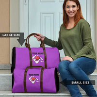 Personalized Purple Black Retro Bowling Travel Bag with Cartoon Strike - Wonder Print Shop