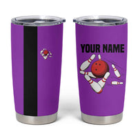 Personalized Purple Black Retro Bowling Tumbler Cup with Cartoon Strike - Wonder Print Shop