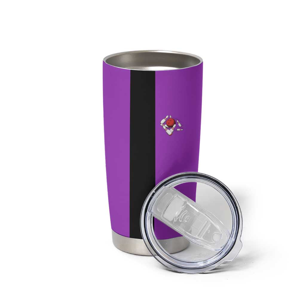 Personalized Purple Black Retro Bowling Tumbler Cup with Cartoon Strike - Wonder Print Shop