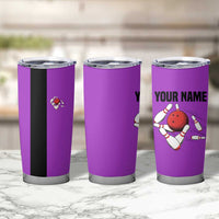 Personalized Purple Black Retro Bowling Tumbler Cup with Cartoon Strike - Wonder Print Shop