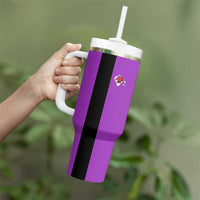 Personalized Purple Black Retro Bowling Tumbler With Handle with Cartoon Strike - Wonder Print Shop
