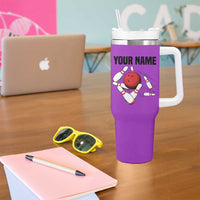 Personalized Purple Black Retro Bowling Tumbler With Handle with Cartoon Strike - Wonder Print Shop