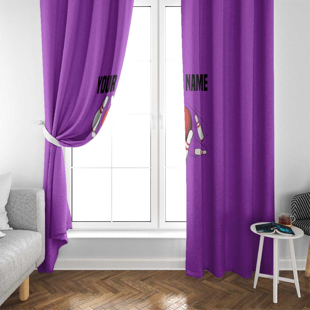 Personalized Purple Black Retro Bowling Window Curtain with Cartoon Strike - Wonder Print Shop