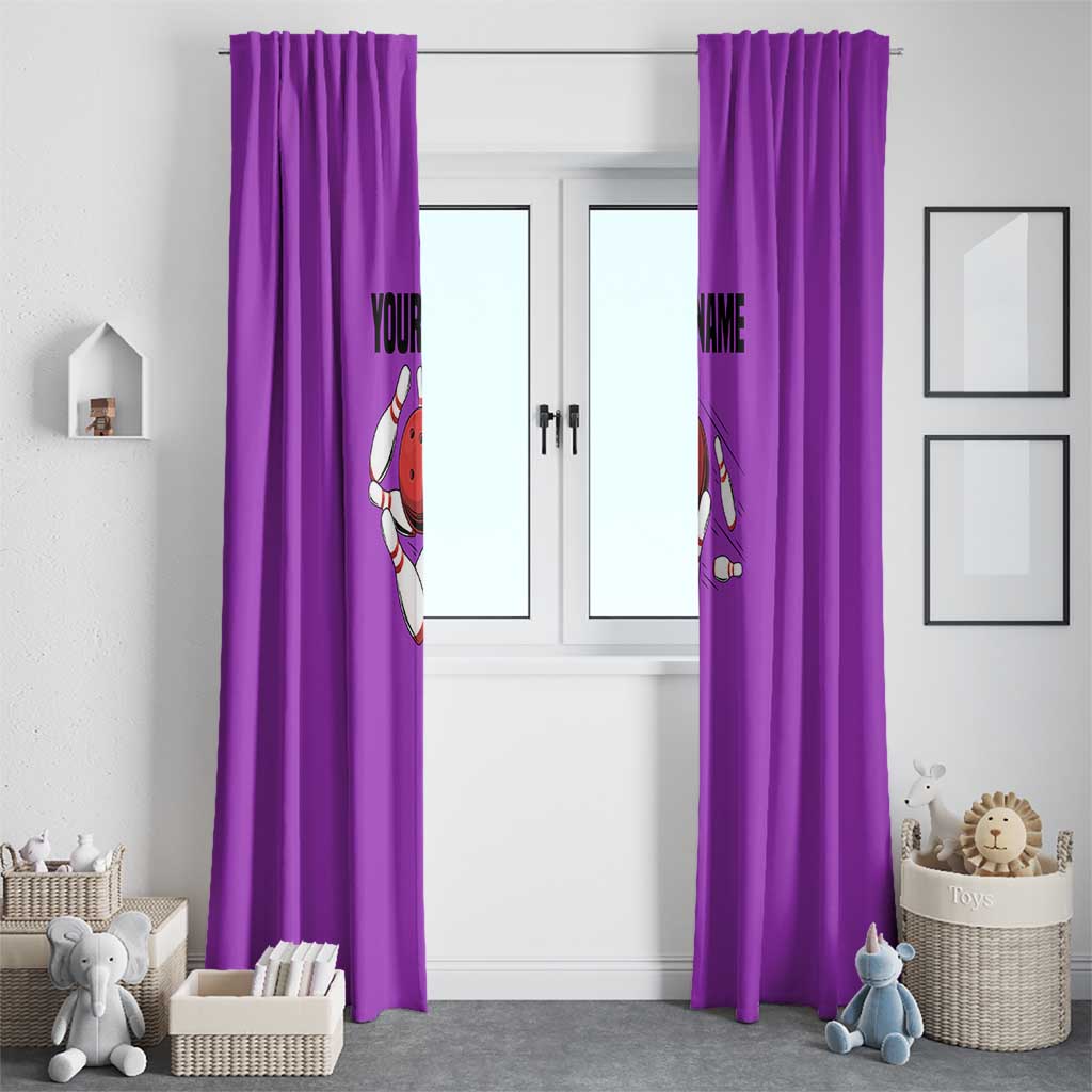 Personalized Purple Black Retro Bowling Window Curtain with Cartoon Strike - Wonder Print Shop