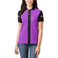 Personalized Purple Black Retro Bowling Women Polo Shirt with Cartoon Strike - Wonder Print Shop