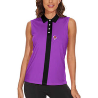 Personalized Purple Black Retro Bowling Women Sleeveless Polo Shirt with Cartoon Strike - Wonder Print Shop