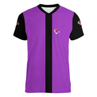 Personalized Purple Black Retro Bowling Women V-Neck T-Shirt with Cartoon Strike - Wonder Print Shop