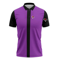 Personalized Purple Black Retro Bowling Zipper Polo Shirt with Cartoon Strike - Wonder Print Shop