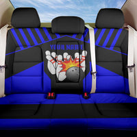 Custom Blue and Black Bowling Back Car Seat Cover with Exploding Strike Design Pin Graphics - Wonder Print Shop