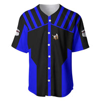 Custom Blue and Black Bowling Baseball Jersey with Exploding Strike Design Pin Graphics - Wonder Print Shop