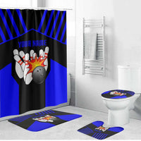 Custom Blue and Black Bowling Bathroom Set with Exploding Strike Design Pin Graphics - Wonder Print Shop