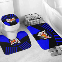 Custom Blue and Black Bowling Bathroom Set with Exploding Strike Design Pin Graphics - Wonder Print Shop