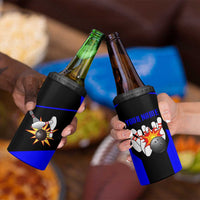 Custom Blue and Black Bowling 4 in 1 Can Cooler Tumbler with Exploding Strike Design Pin Graphics - Wonder Print Shop