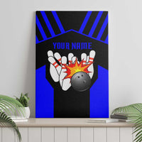 Custom Blue and Black Bowling Canvas Wall Art with Exploding Strike Design Pin Graphics - Wonder Print Shop