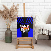 Custom Blue and Black Bowling Canvas Wall Art with Exploding Strike Design Pin Graphics - Wonder Print Shop