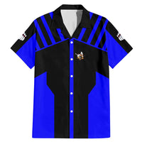 Custom Blue and Black Bowling Family Matching Mermaid Dress and Hawaiian Shirt with Exploding Strike Design Pin Graphics - Wonder Print Shop