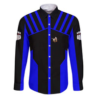 Custom Blue and Black Bowling Family Matching Puletasi and Hawaiian Shirt with Exploding Strike Design Pin Graphics - Wonder Print Shop