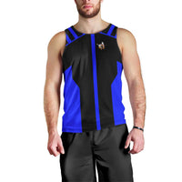 Custom Blue and Black Bowling Men Tank Top with Exploding Strike Design Pin Graphics - Wonder Print Shop
