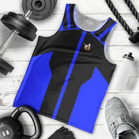 Custom Blue and Black Bowling Men Tank Top with Exploding Strike Design Pin Graphics - Wonder Print Shop