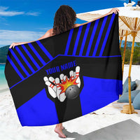 Custom Blue and Black Bowling Sarong with Exploding Strike Design Pin Graphics - Wonder Print Shop