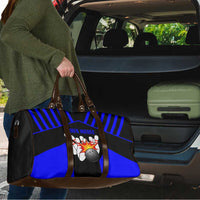 Custom Blue and Black Bowling Travel Bag with Exploding Strike Design Pin Graphics - Wonder Print Shop