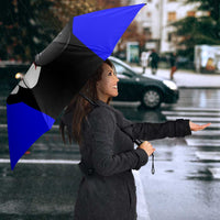 Custom Blue and Black Bowling Umbrella with Exploding Strike Design Pin Graphics - Wonder Print Shop