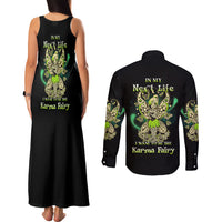 Karma Fairy Skull Couples Matching Tank Maxi Dress and Long Sleeve Button Shirt - Wonder Print Shop