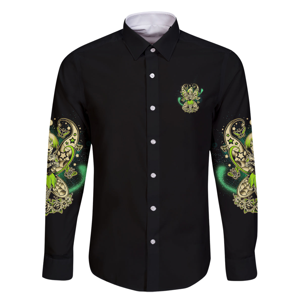 Karma Fairy Skull Family Matching Off Shoulder Long Sleeve Dress and Hawaiian Shirt - Wonder Print Shop