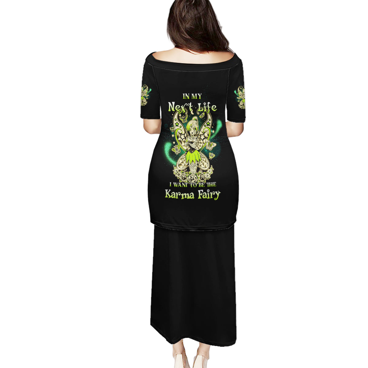 Karma Fairy Skull Family Matching Puletasi Dress and Hawaiian Shirt - Wonder Print Shop