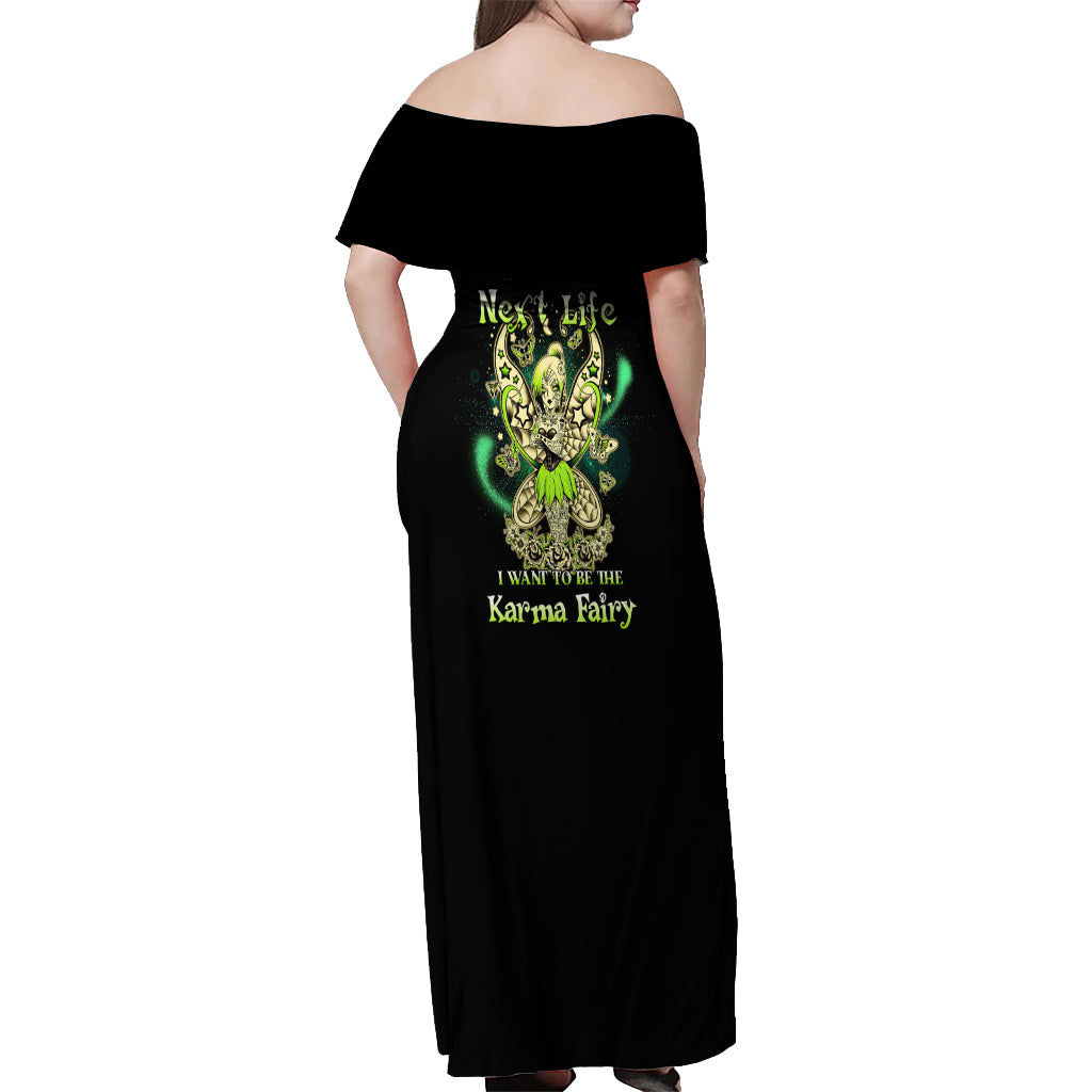 Karma Fairy Skull Off Shoulder Maxi Dress - Wonder Print Shop