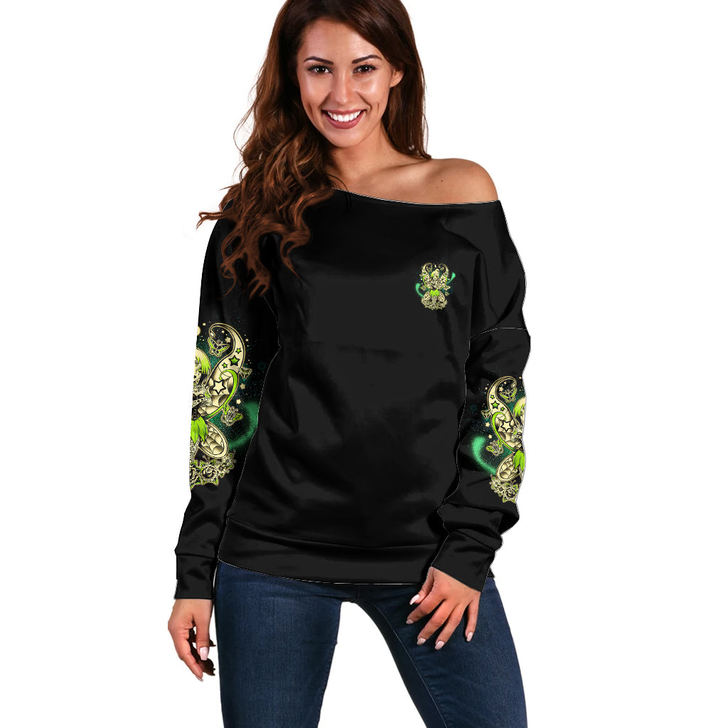 Karma Fairy Skull Off Shoulder Sweater - Wonder Print Shop