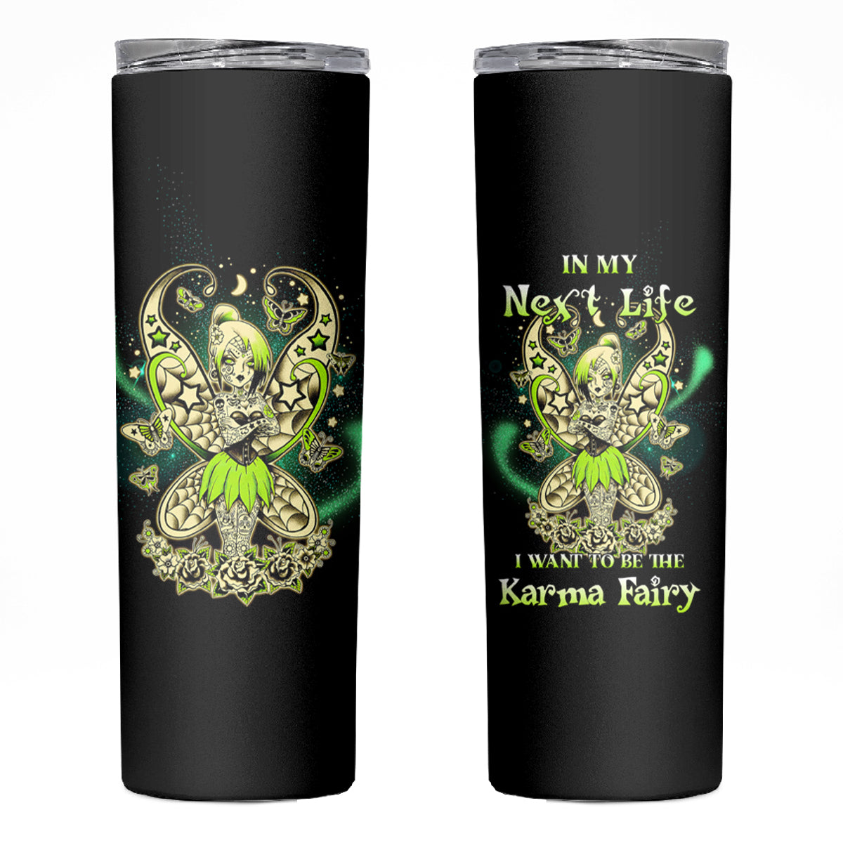 Karma Fairy Skull Skinny Tumbler - Wonder Print Shop
