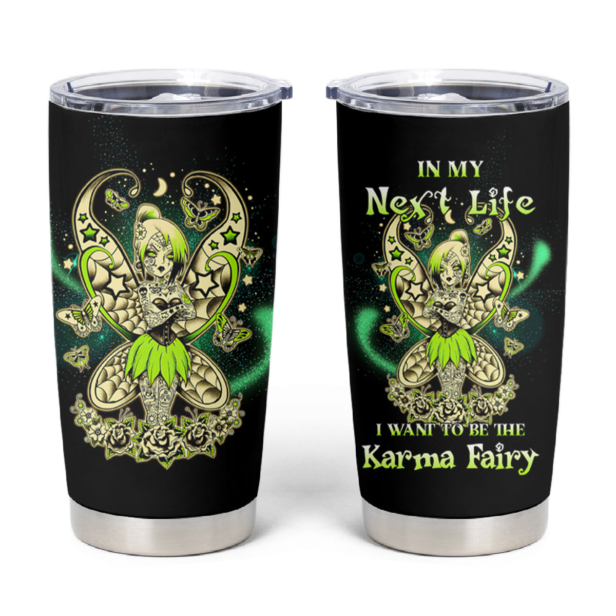 Karma Fairy Skull Tumbler Cup - Wonder Print Shop