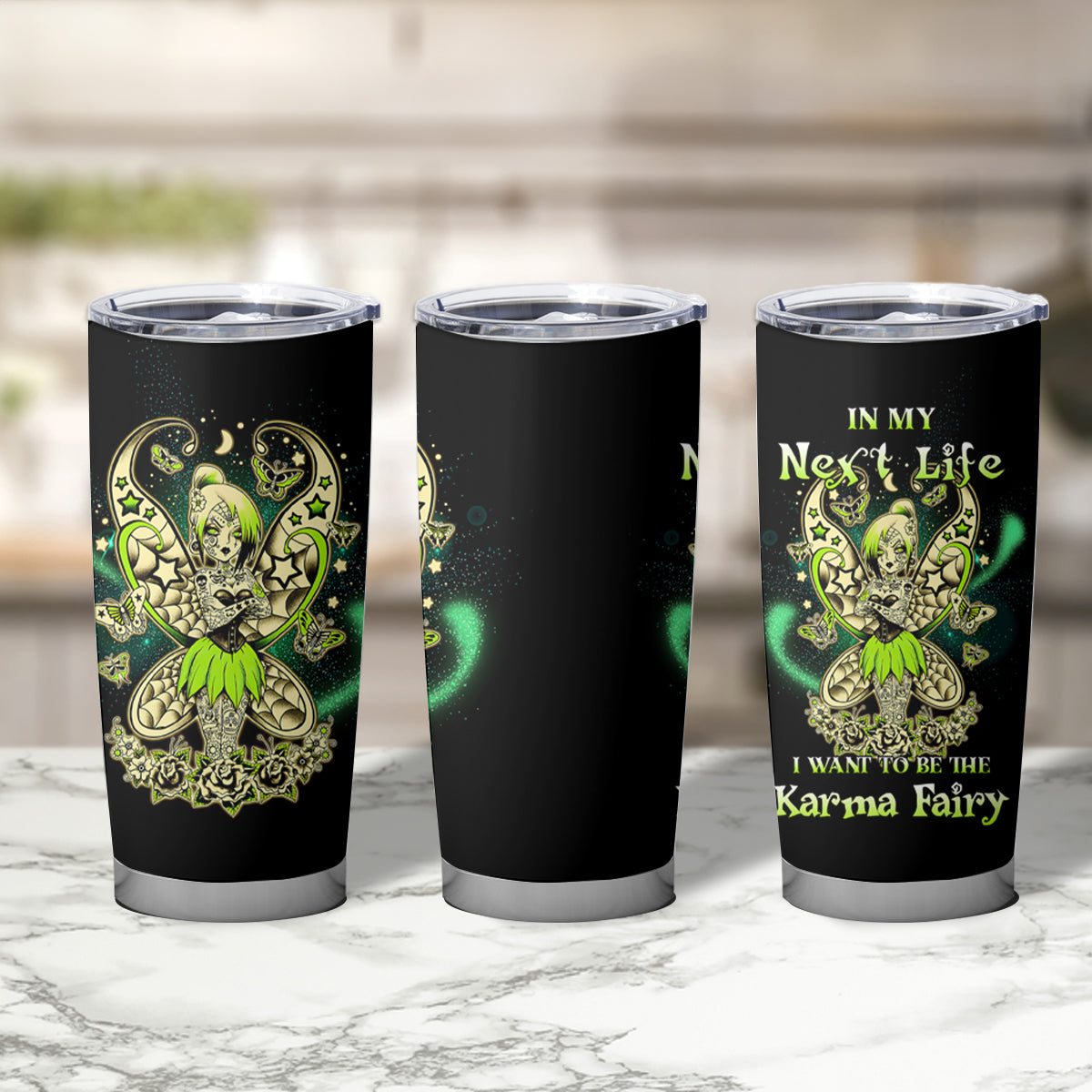 Karma Fairy Skull Tumbler Cup - Wonder Print Shop