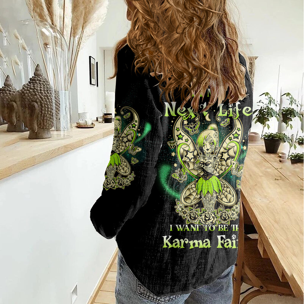 Karma Fairy Skull Women Casual Shirt - Wonder Print Shop